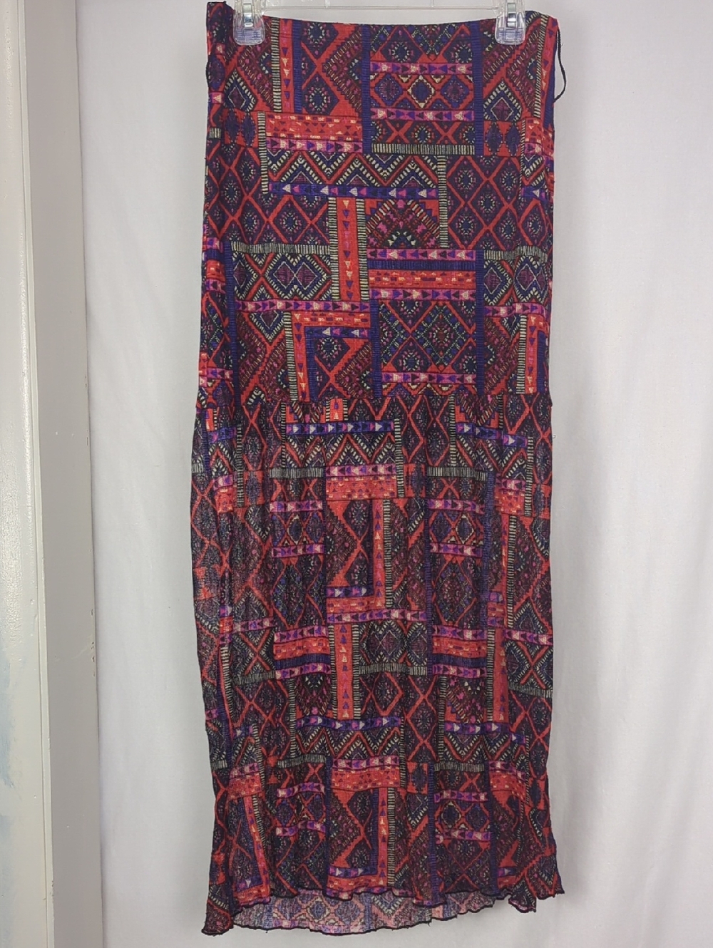 VINTAGE Y2K 90s Bohemian Print Semi Sheer Maxi Skirt